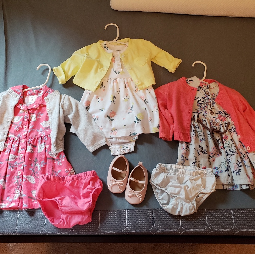 SOLD- Carter's Baby Girl Dresses with Cardigans